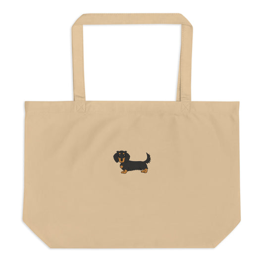 Ellie - Black Long Haired Dachshund (Tote Bag)